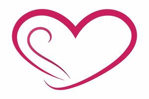 Magenta Heart Outline Graphic Design Two Dynamic Curves vector