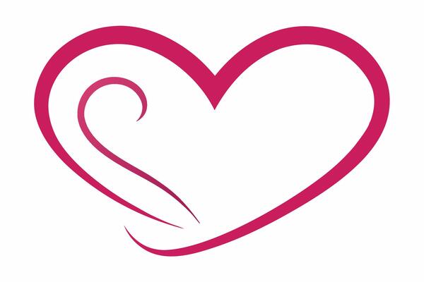 Magenta Heart Outline Graphic Design Two Dynamic Curves