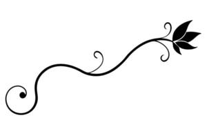 Black Silhouette Floral Swirl Design Element 1 vector