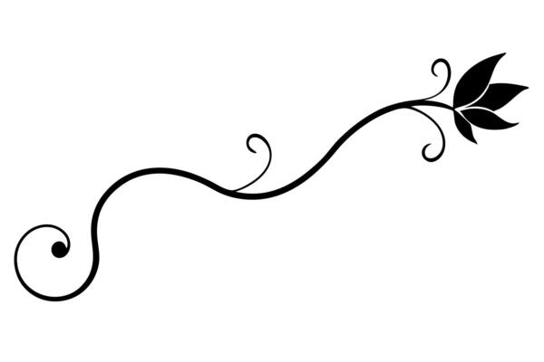 Black Silhouette Floral Swirl Design Element 1