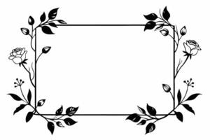 Black and White Rose Floral Rectangular Frame floral frame vector
