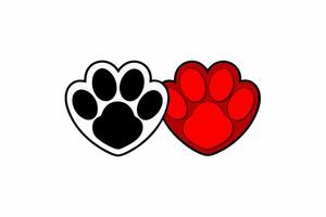 Two Heart Shaped Paw Prints Black Red Sideby Side black paw print vector