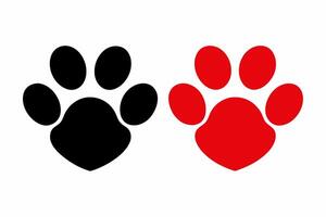 Two Paw Prints Side by Side Black and Red black paw print vector