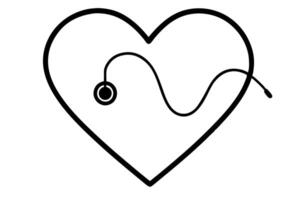 Black Stethoscope Icon Inside White Heart Shape medical vector