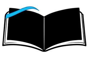 An open book with a blue ribbon on it vector