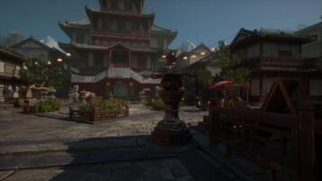 CGI Traditional Japanese architecture in a serene garden setting during daylight video