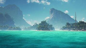 CGI Crystal clear turquoise waters and lush greenery of the Maldives coastline video