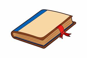 An open book with a red ribbon on it vector
