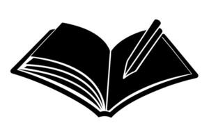 An open book with a pen and pencil icon vector