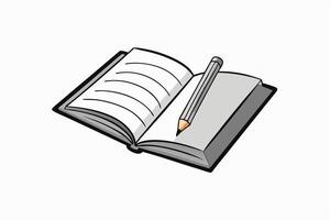 An open book with a pencil and a pen vector