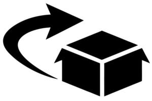 A black and white image of a box with an arrow pointing to it vector