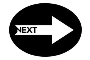 A black and white arrow pointing to the next sign vector