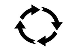 A black and white illustration of a circular arrow vector