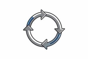 A circle with arrows in it and a blue arrow vector