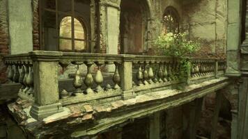 CGI Exploring the intricate ruins of a historic European mansion in decay video