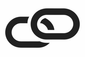 A black and white logo of two links vector