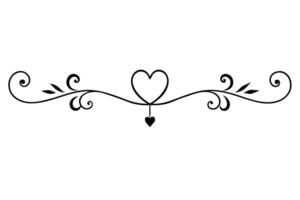 A black and white drawing of a heart with swirls vector