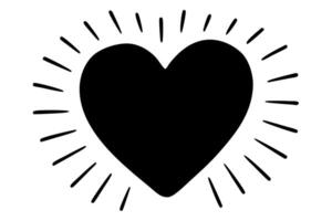 A black and white heart with rays coming out of it vector