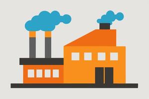 An illustration of a factory with smoke coming out of the chimneys vector