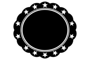 A black and white oval with stars on it vector