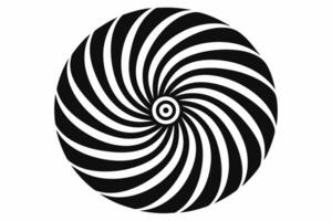 A black and white spiral design in the center of a circle vector