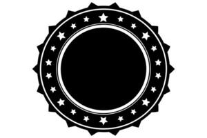 Black and white oval seal with stars vector