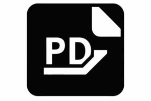 A black and white image of a file with the word pd on it vector