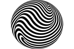 A black and white image of a ball with a wavy pattern vector