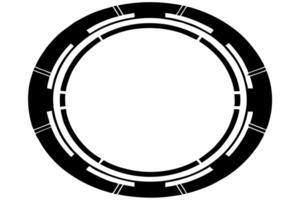 A black and white oval with a circular pattern vector
