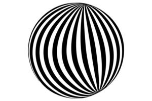 A black and white image of a ball with a striped pattern vector