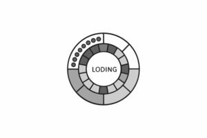 A black and white logo that says loading vector