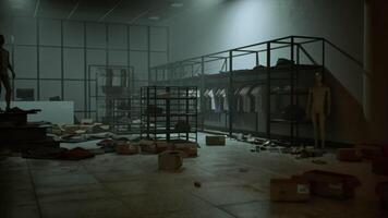 CGI Store devastated by thieves with scattered debris and clothing in disarray video