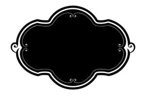A black and white oval frame with a scroll design vector