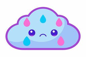 A cartoon cloud with rain drops on it vector