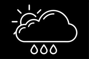 A black and white icon of a cloud with rain drops vector