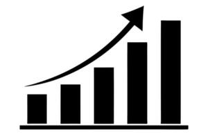 A graph bar chart with an upward arrow vector