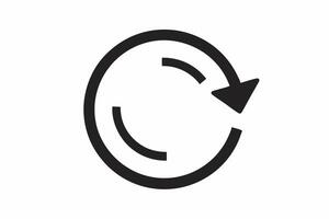A black and white image of a circular arrow pointing to the left vector