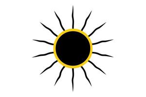 A black and yellow sun with a black circle in the center vector