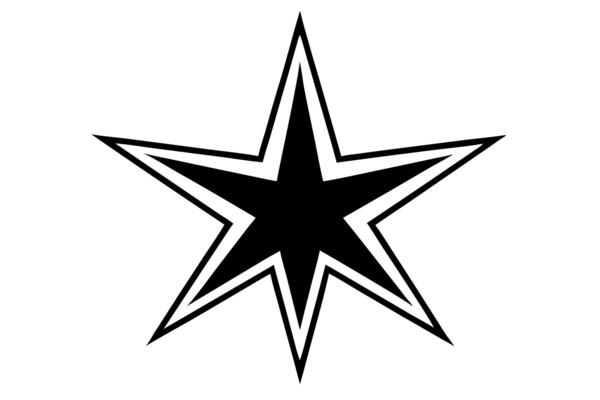 A black and white star on a white background