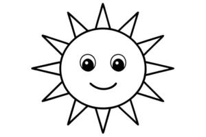 A sun with a smiley face coloring page vector