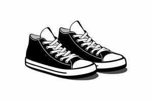 A pair of black sneakers on a white background vector