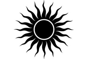 A black and white sun with a circle in the center vector