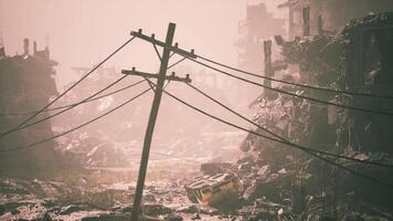 CGI City in ruins after military action leaves devastation and destruction behind video