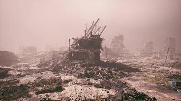 CGI Devastated city landscape in ruins after extensive military conflict video