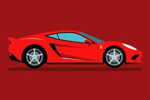 A red sports car on a red background vector