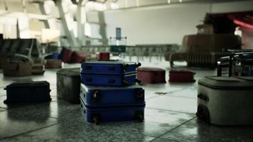 CGI Abandoned airport terminal with scattered luggage and empty seating areas video