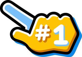 A cartoon hand with the number one on it vector