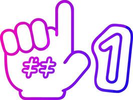 A hand with a number one and a finger pointing up vector