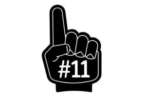 A black and white hand with the number 11 on it vector