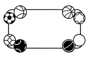 A black and white drawing of a frame with balls vector